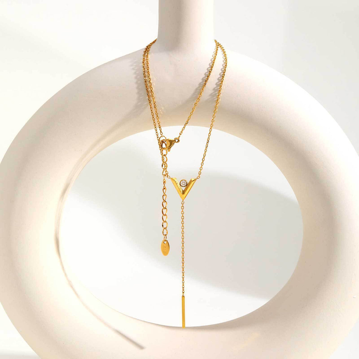 Stainless Steel Zircon Cross Necklace