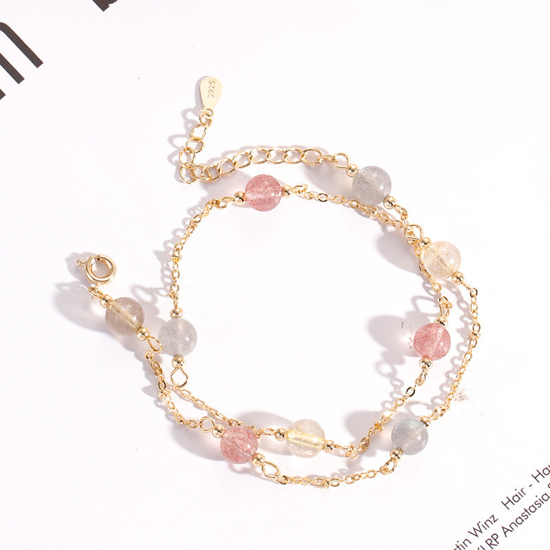 Crystal and Moonstone Sterling Silver Love Bracelet