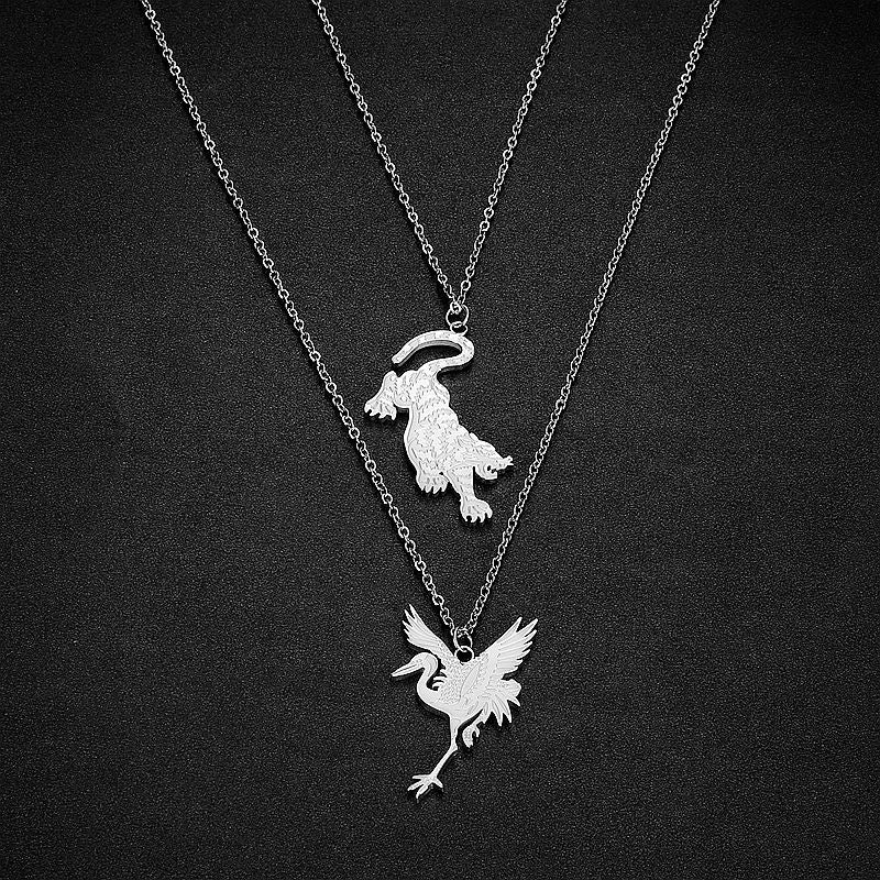 Steel Necklace - Elegant Ins Style Tiger Crane Collarbone Chain Pendant For Women
