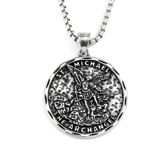 Vintage Angel Stainless Steel Men's Pendant Necklace