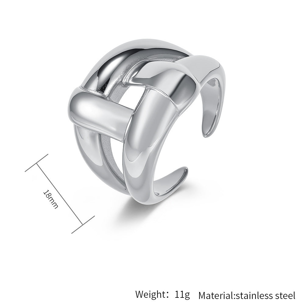 Planderful Everyday Genie Minimalist Ring for Women Irregular Wide Cross Design Trendy Statement Piece