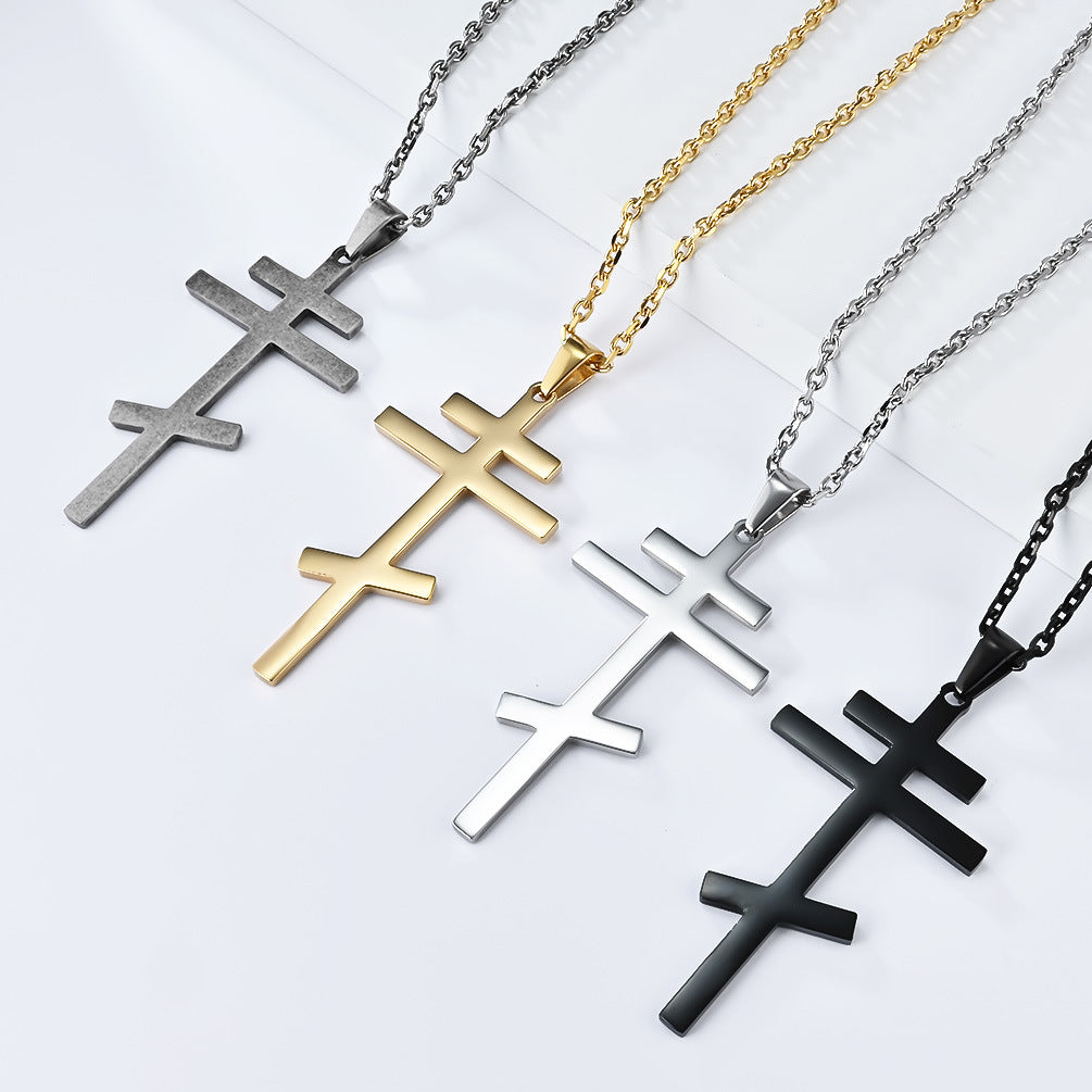 Steel Necklace - Vintage Orthodox Cross Pendant