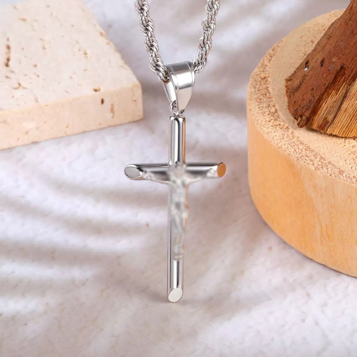 Planderful Stainless Steel Cross Pendant Necklace For Unisex Daily Wear Punk Hip Hop Style