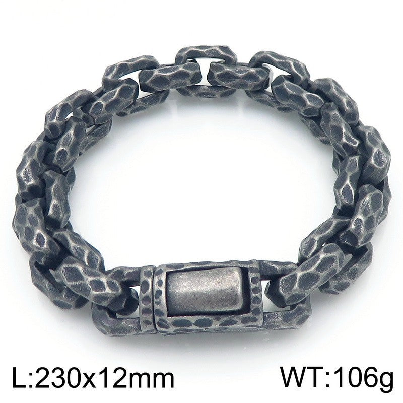 Planderful Hammered Titanium Stainless Mens Bracelet