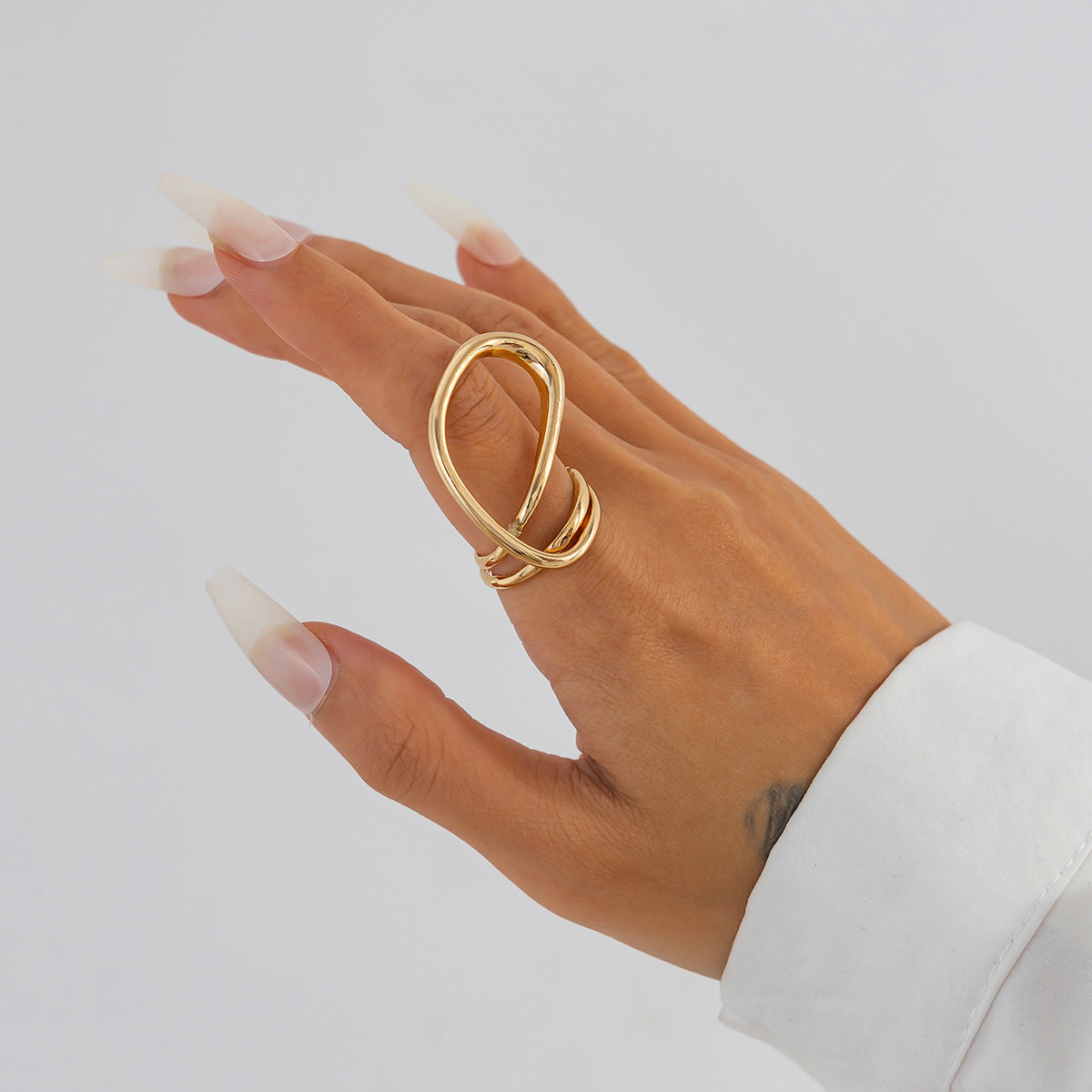 Planderful Geometric Line Ring for Women Hollow Joint Minimalist Statement Jewelry Vienna Verve