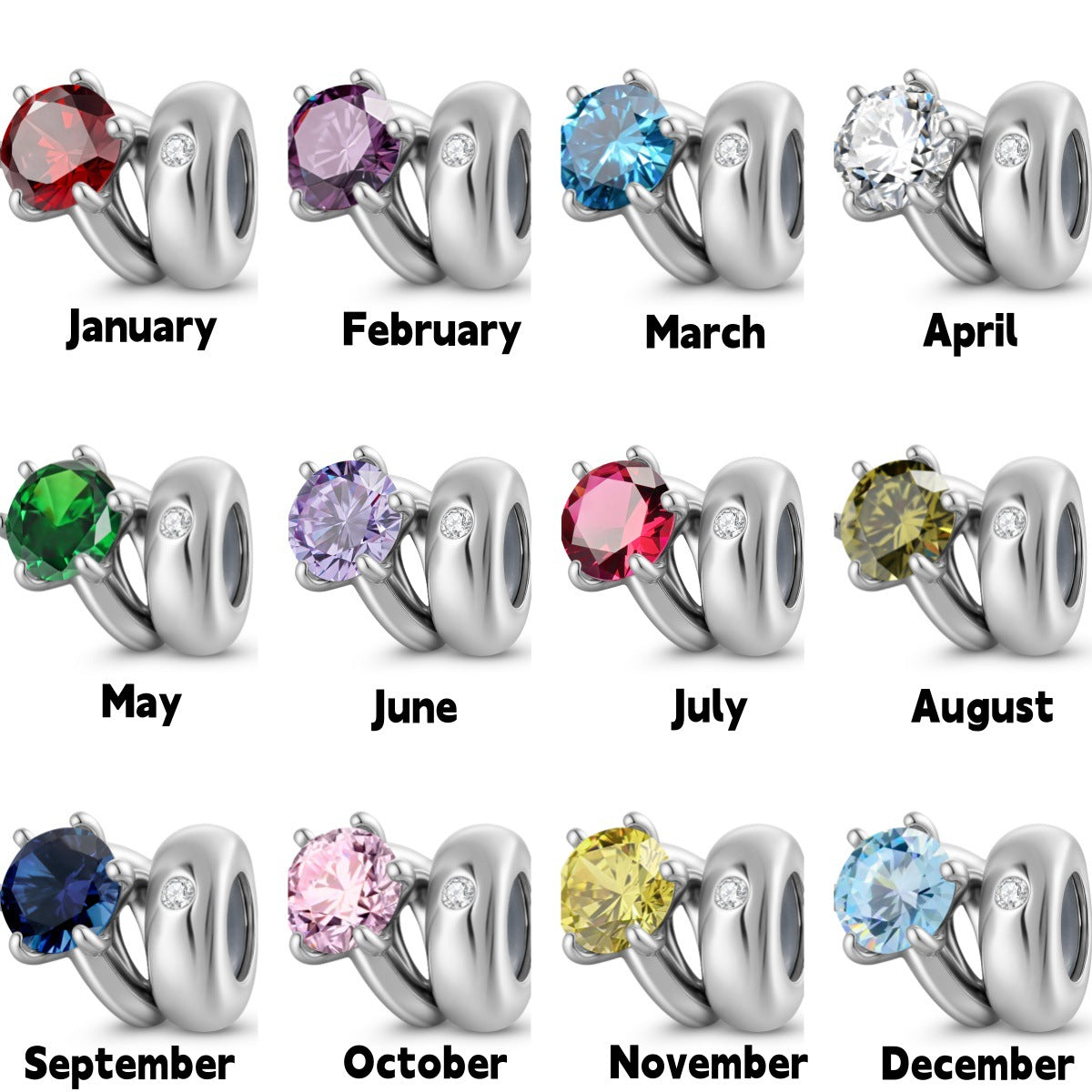 Planderful Jewelry Sterling Silver Beads Pendant December Birthstone DIY Jewelry