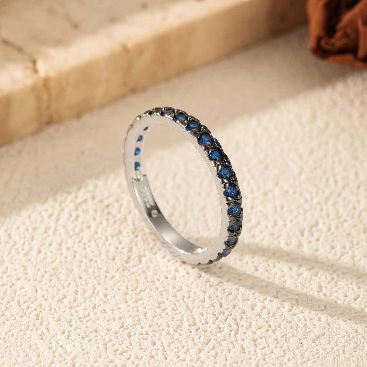 925 Sterling Silver Blue Pavé Zircon Ring