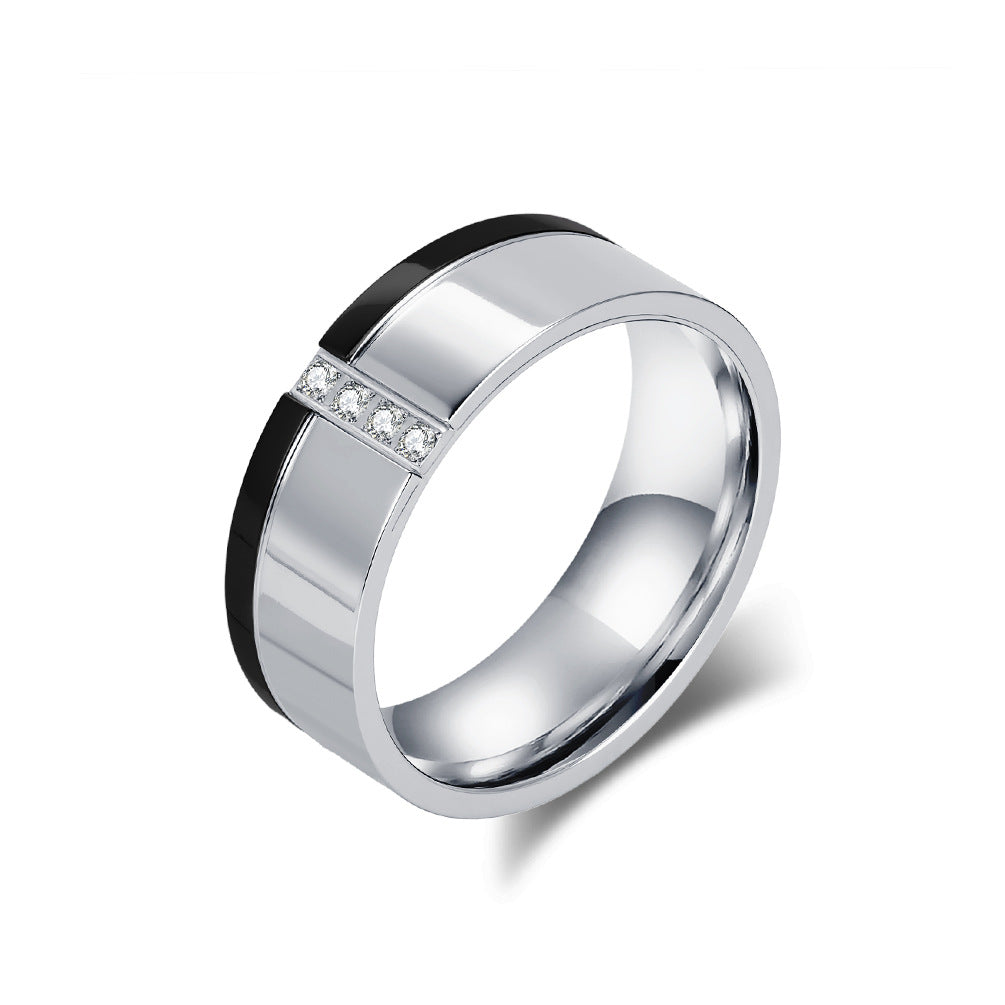 Planderful Two-Tone Titanium Inlaid Zircon Ring For Men Premium Hipster Style Everyday Genie Collection