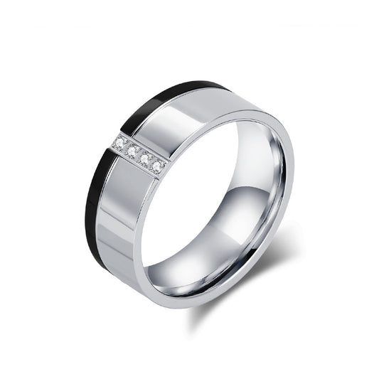Planderful Two-Tone Titanium Inlaid Zircon Ring For Men Premium Hipster Style Everyday Genie Collection