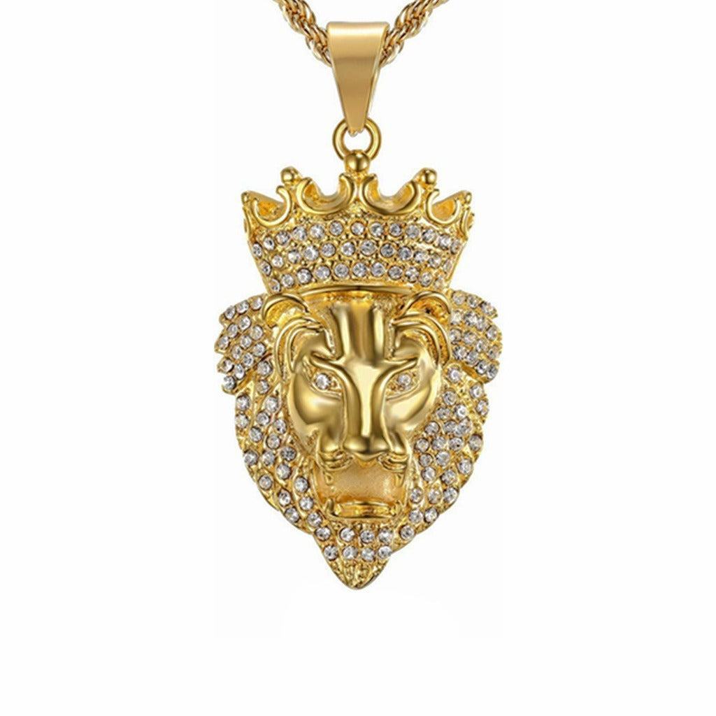 Steel Pendant - Statement Lion Head Hip Hop Style