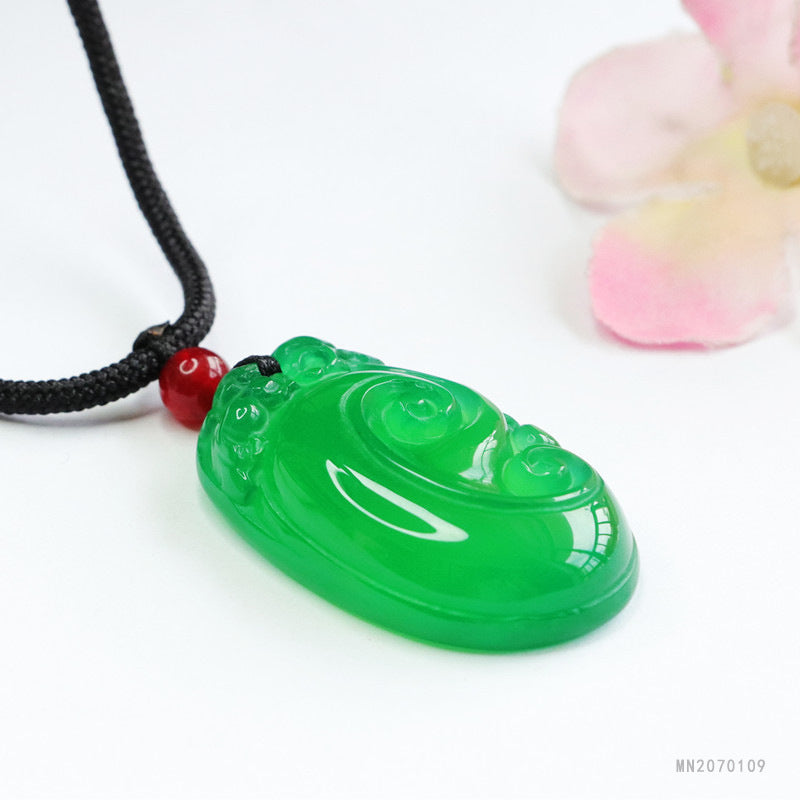 Green Chalcedony Ruyi Pendant