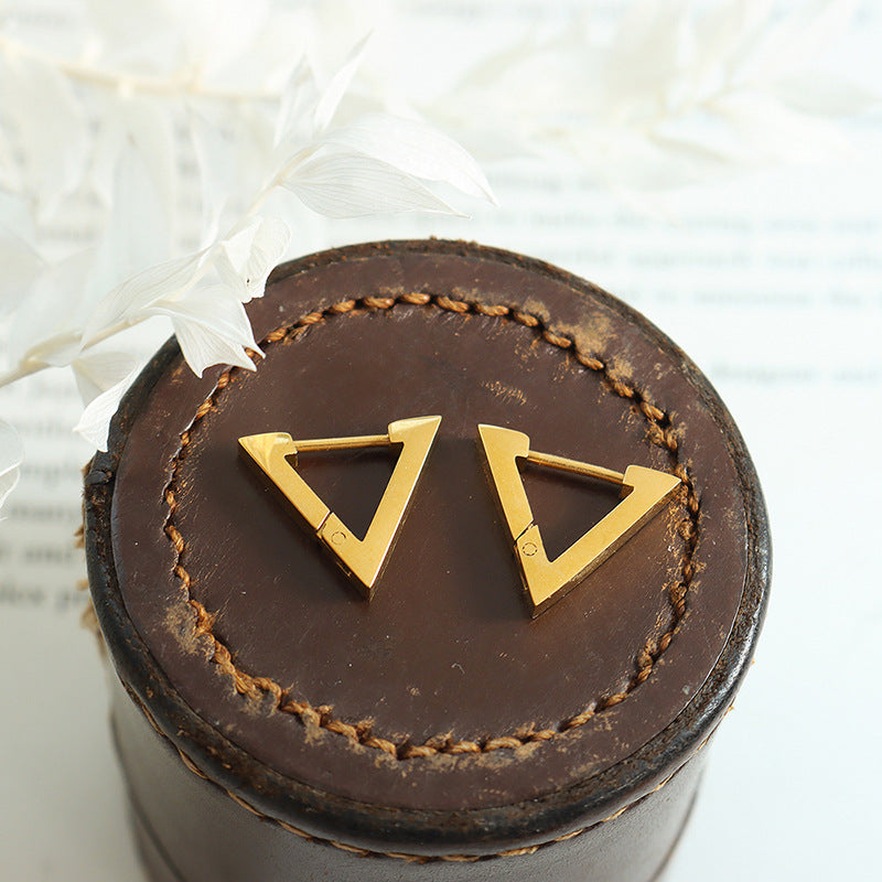 Cold Wind Geometric Star Triangle Female Titanium Earrings