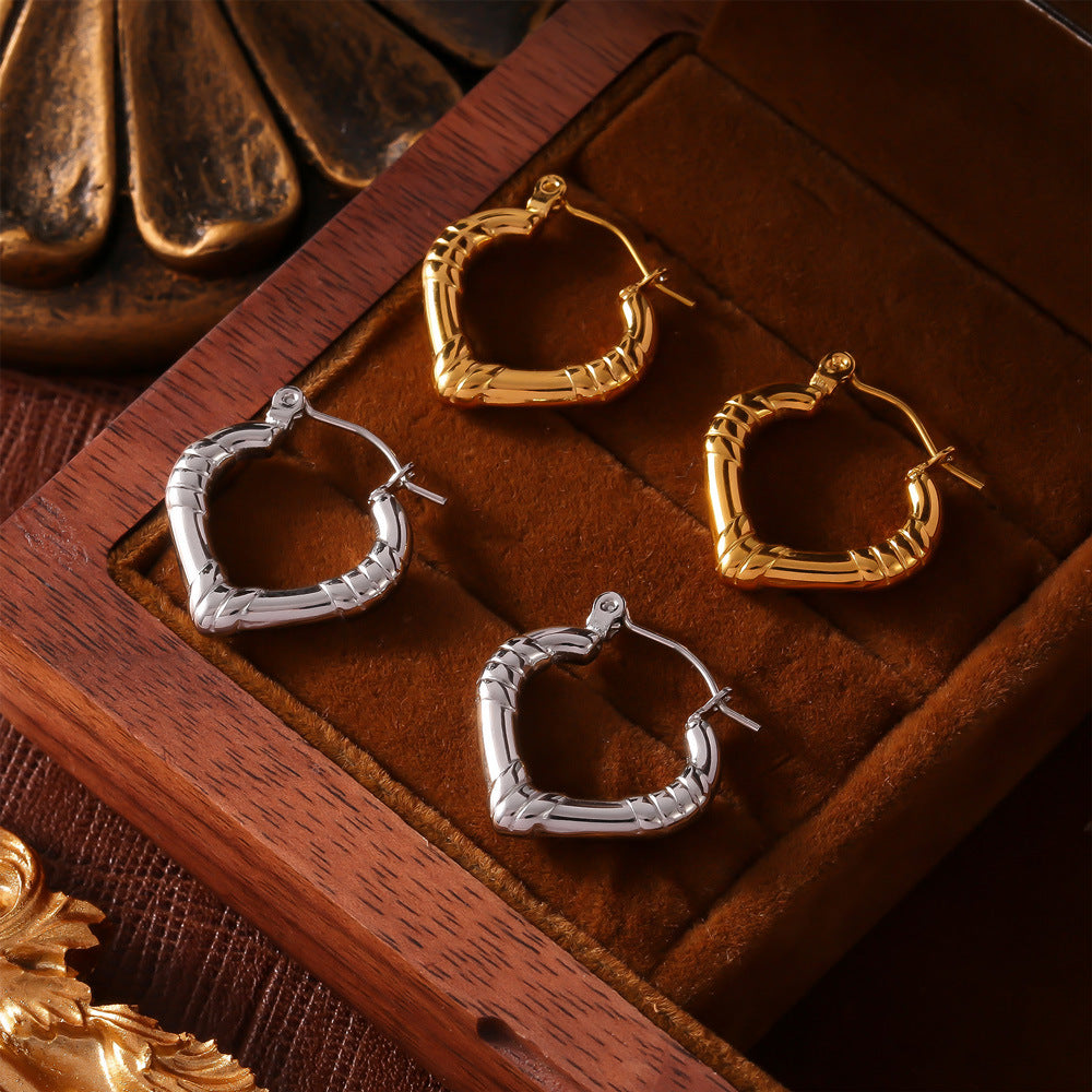 Geometric Texture Gold-Plated Titanium Steel Ear Buckle