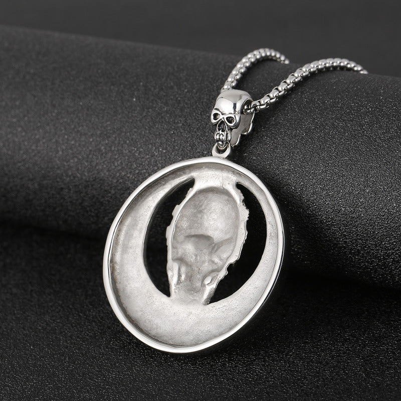 Vintage Angel Wings Skull Mummy Men's Titanium Steel Pendant