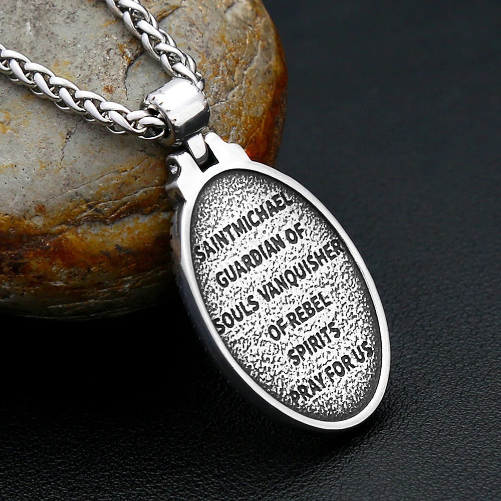 St. Michael Angel Stainless Steel Pendant Necklace