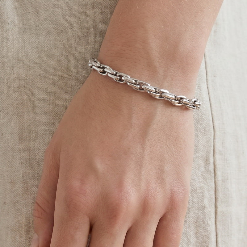 Thick Oval Cuban Unisex Bracelet Commuter Neutral Style Source