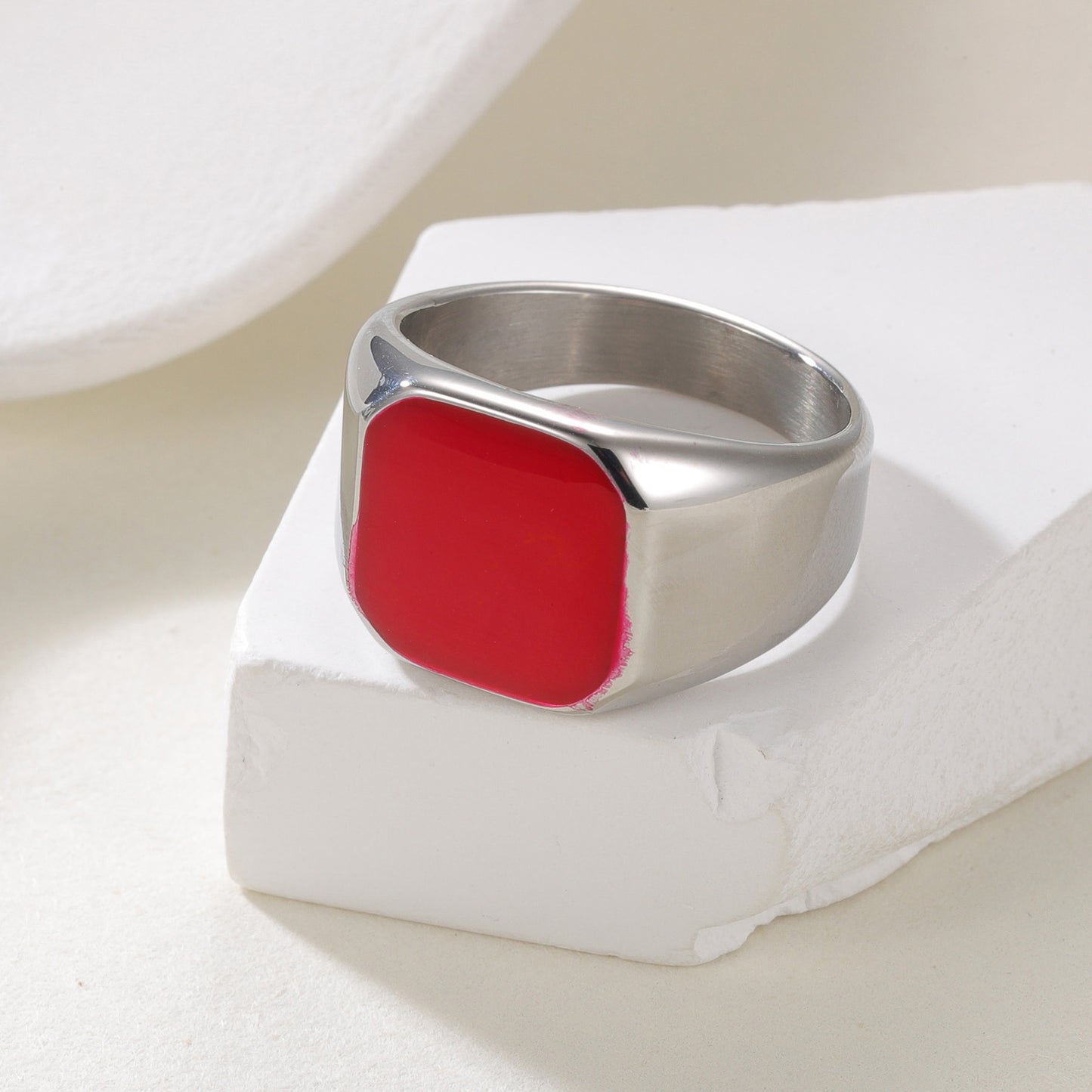 Titanium Steel Ring Unisex Square Design Durable Minimalist Jewelry By Planderful Everyday Genie Collection