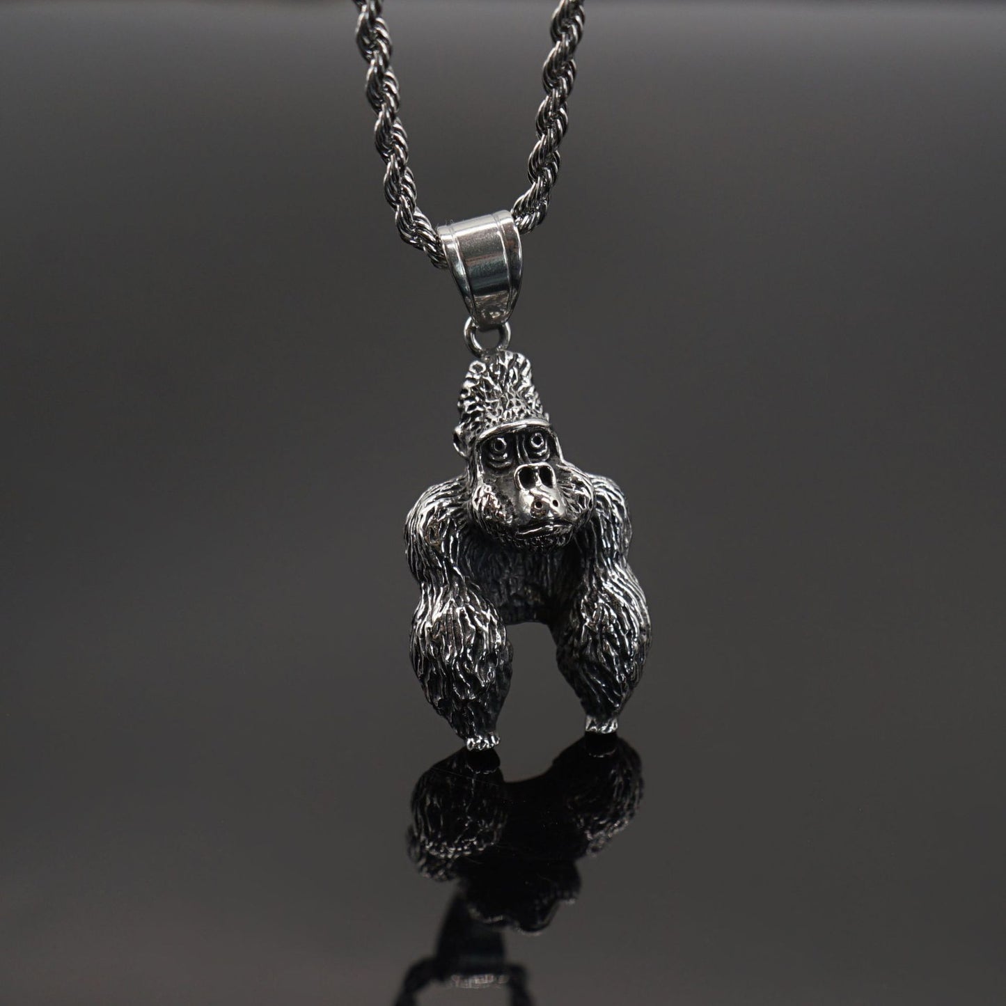 Steel Necklace – Vintage Gorilla Pendant