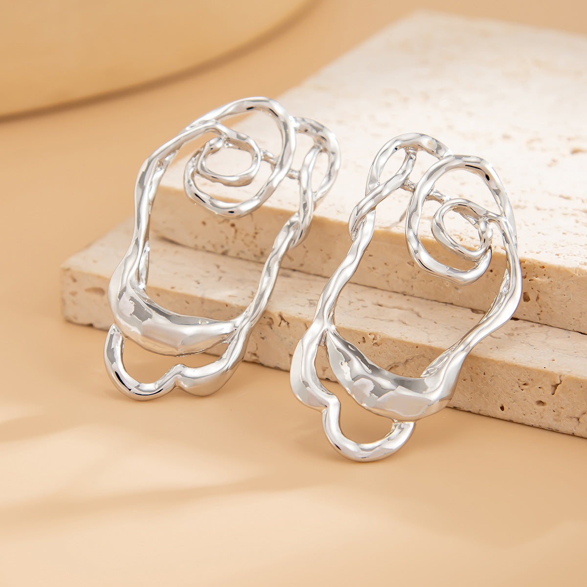 Planderful Vienna Verve C Shaped Geometric Earrings Exaggerated Irregular Statement Ear Jewelry for Women