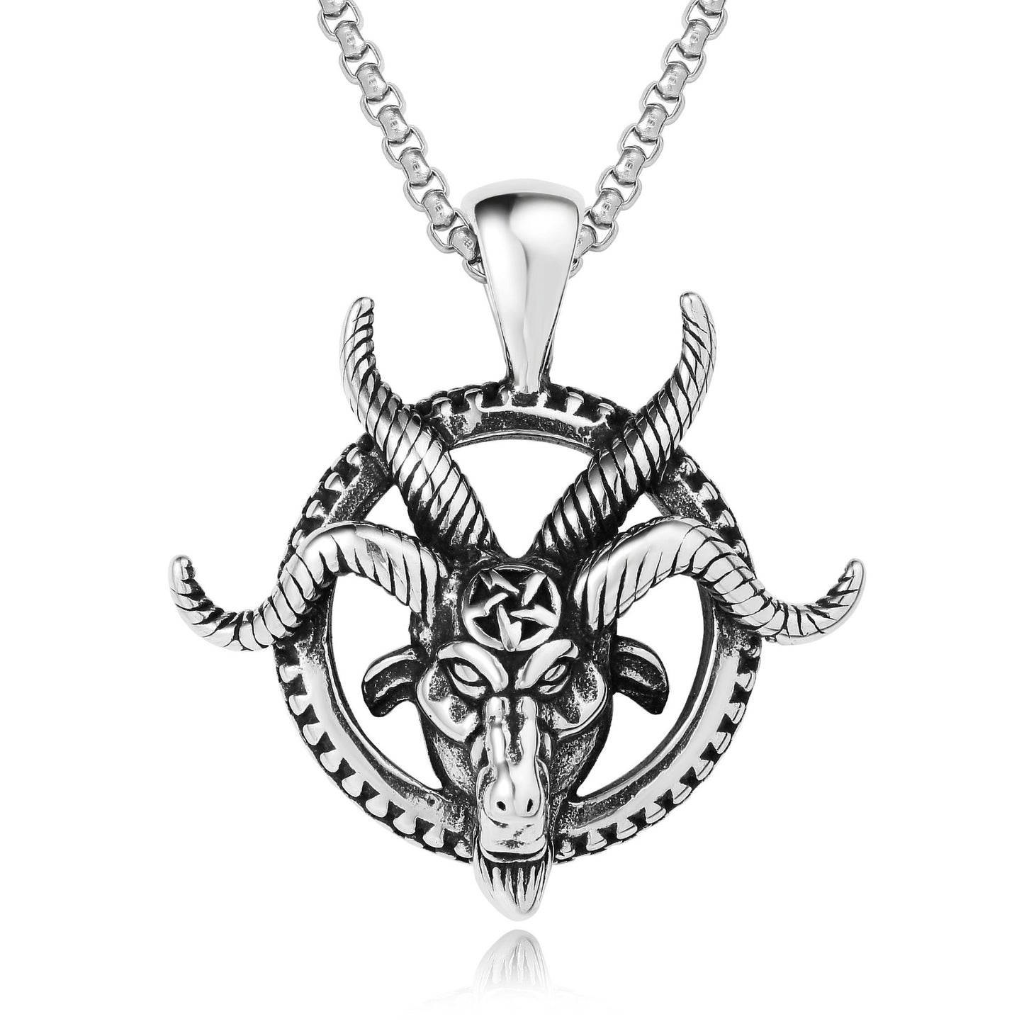 Ram Horn Pendant Titanium Steel Durable Unisex Statement Necklace Planderful For Men