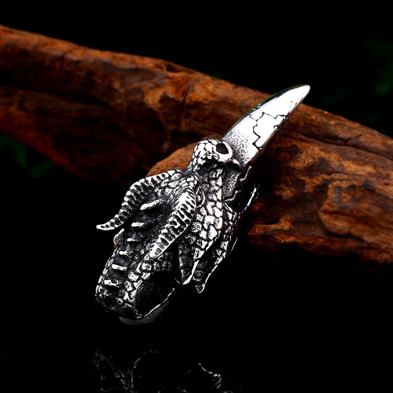 Retro Dragon Head Pendant for Men - Creative Titanium Steel Jewelry in European and American Style