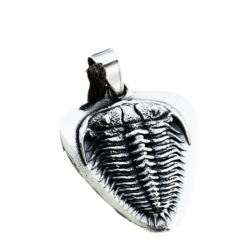 Custom Retro Trilobite Titanium Steel Pendant for Men - Unique Lettered Accessory
