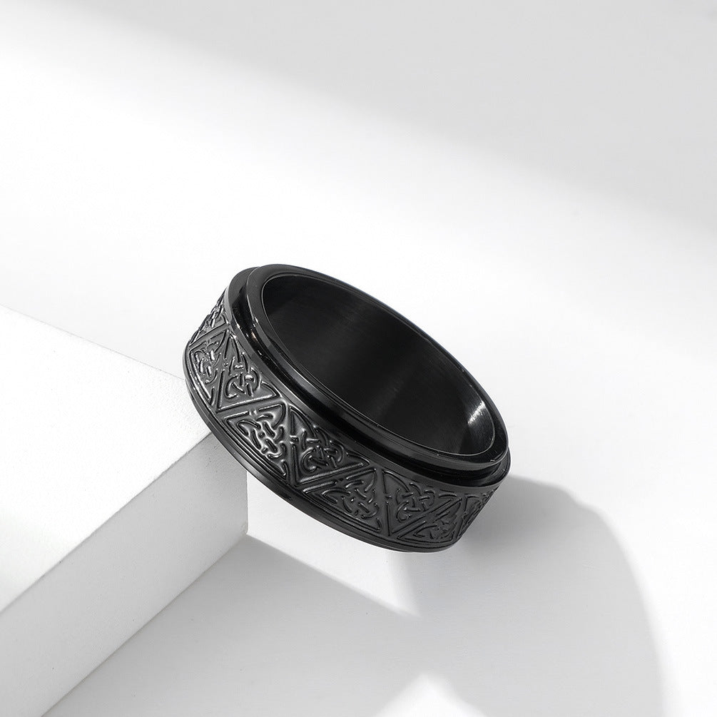 Nordic Celtic Triangle Stainless Steel Rotatable Ring for Men