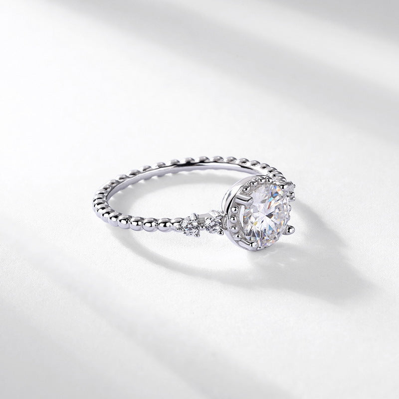 Planderful Geometric Moissanite Sterling Silver Ring – 6.5 × 6.5 mm, 1 ct – Style 2