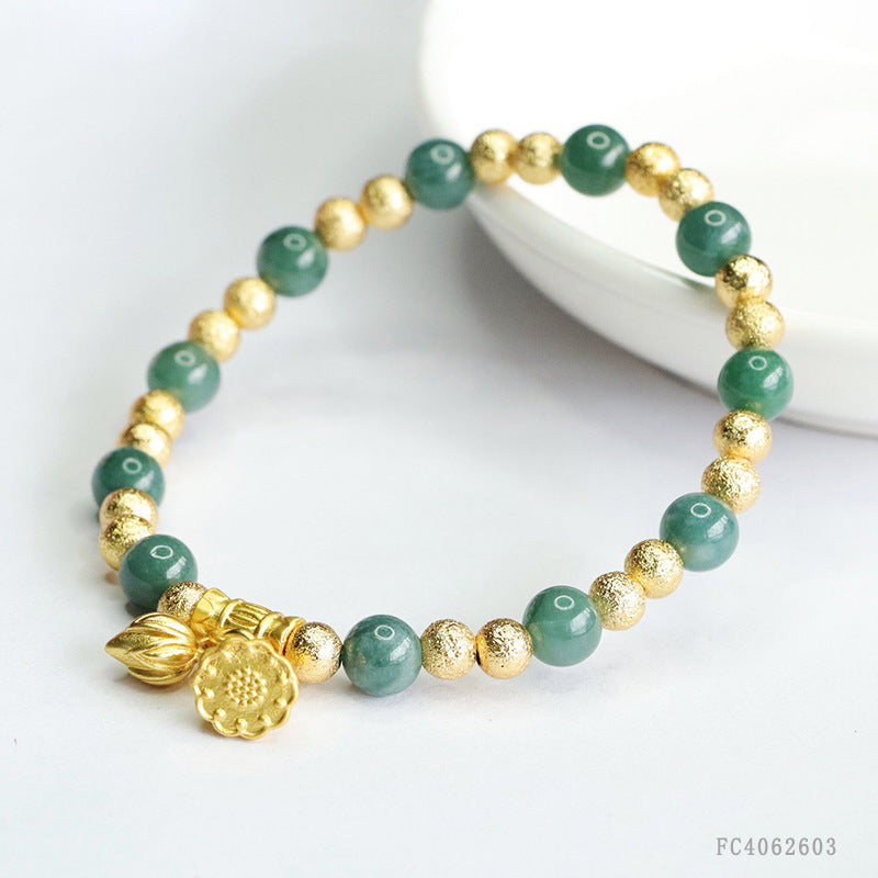 Blue Water Jadeite Round Bead 6 mm Bracelet