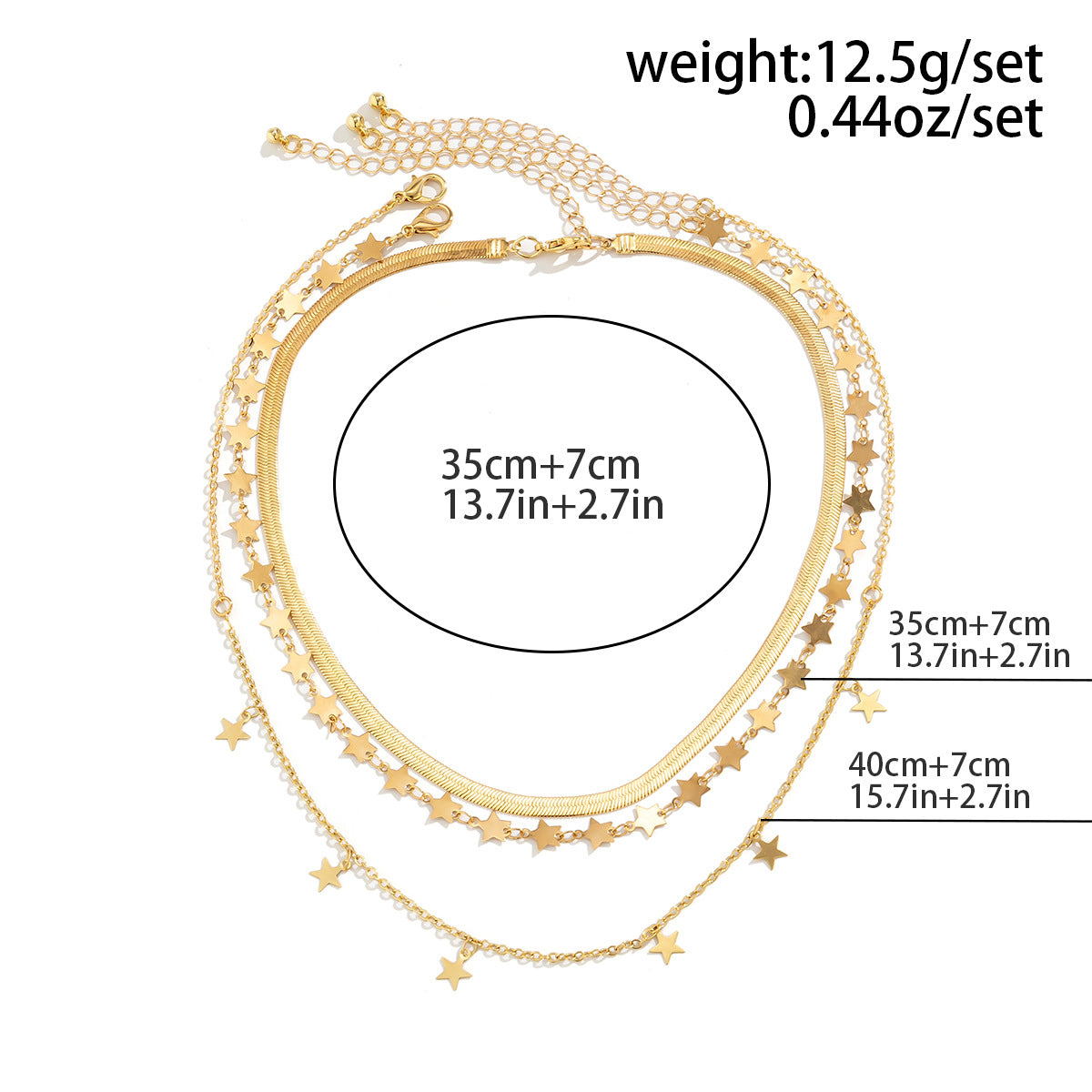 Spicy Girl Crystal Star Choker Necklace with Snake Bone Chain