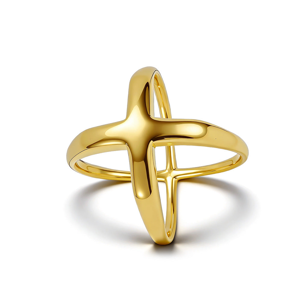 Cross Geometric Stainless Steel Ring