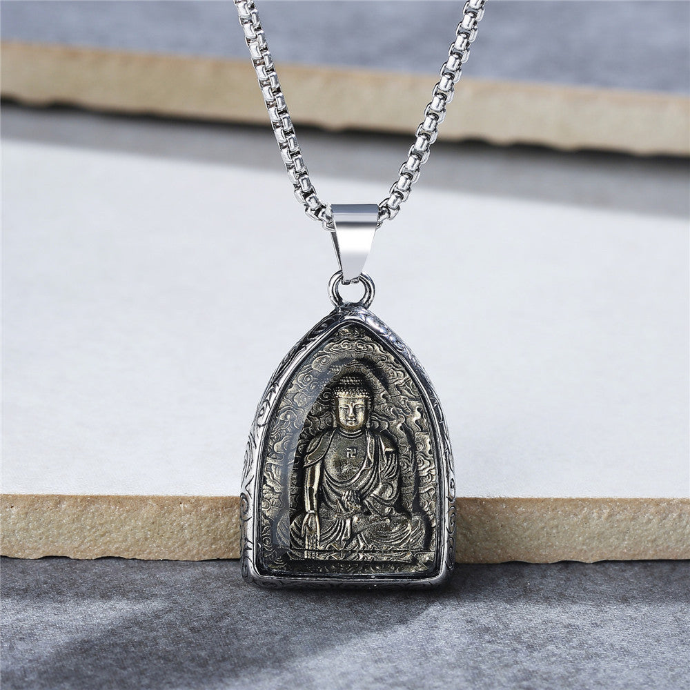 Planderful Buddhist Pendant Eight Patrons Of The Zodiac Guanyin Tathagata Unisex Protection Necklace