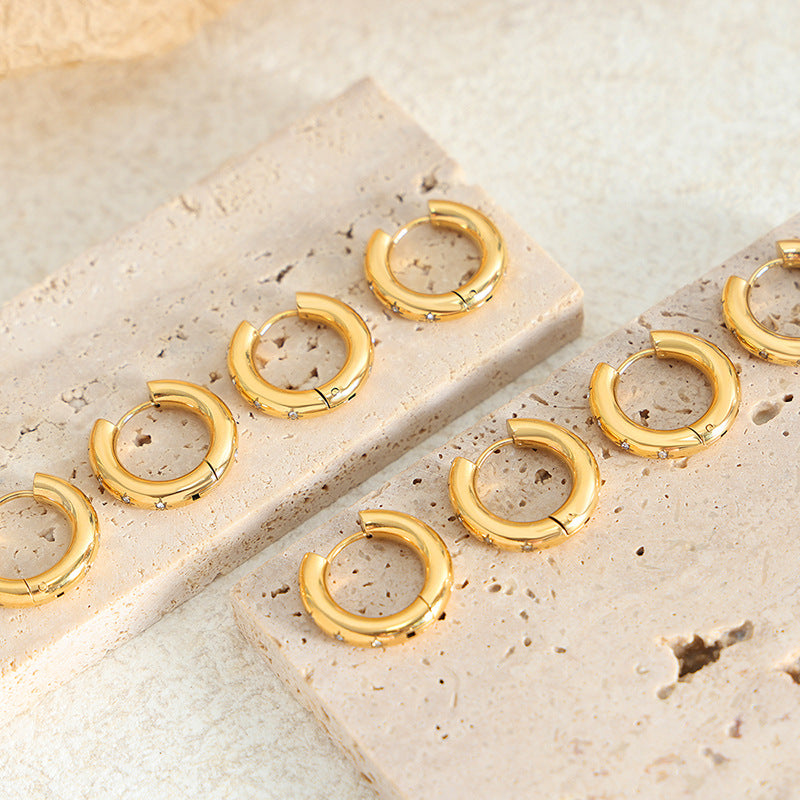 Gold-Plated Cross-Border Earrings with Zircon Inlay