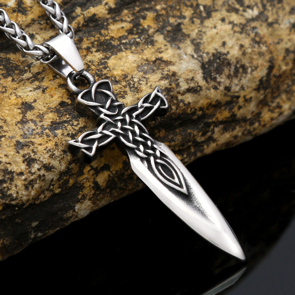 Viking Celtic Knot Sword Pendant Men's Titanium Steel Necklace
