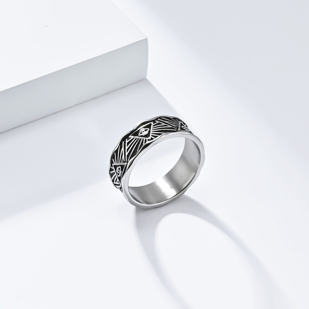 Retro Style Eye of Horus Titanium Steel Ring for Men