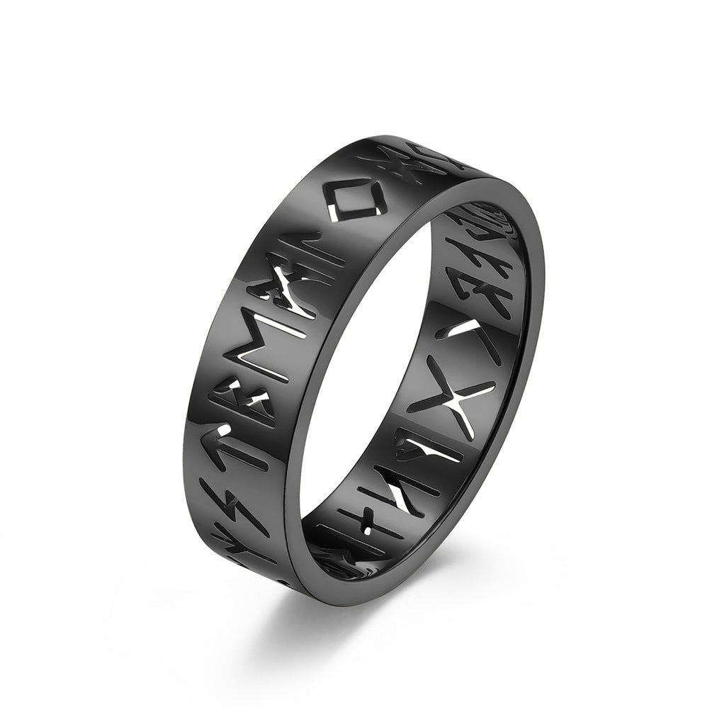 INS Simple Style Nordic Viking Text Hollow Ring for All