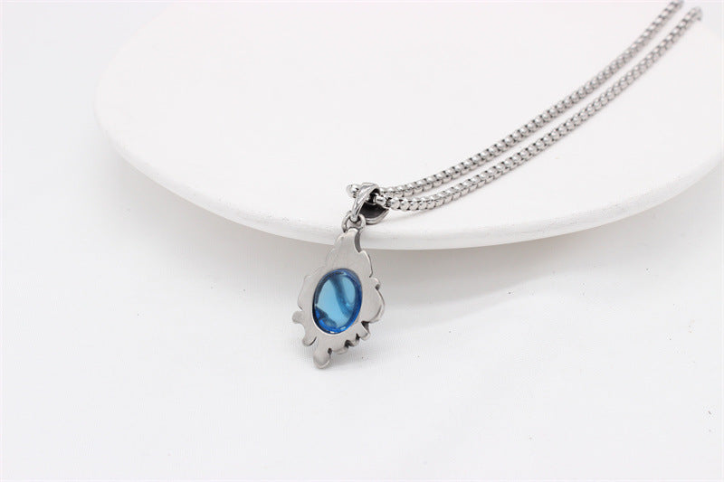 Planderful Titanium Steel Pendant For Men Unisex Retro Bluestone Flame Jewelry With Bold Statement
