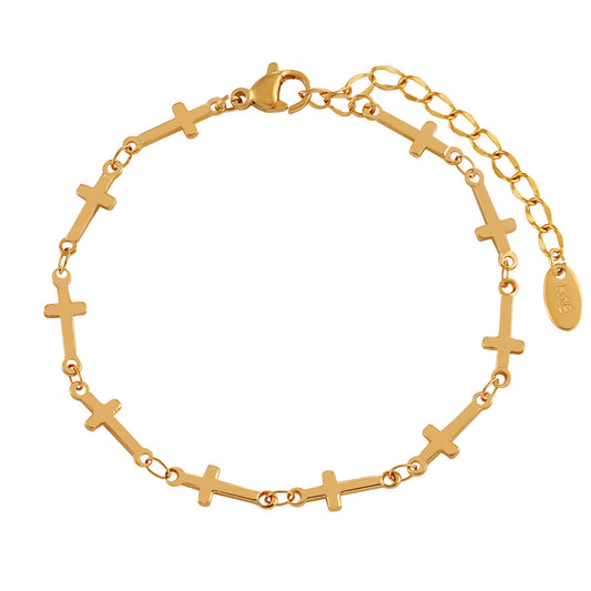 Planderful Jewelry Cross Love Bracelet Titanium Steel Non Fade Finish For Everyday Wear And Gift