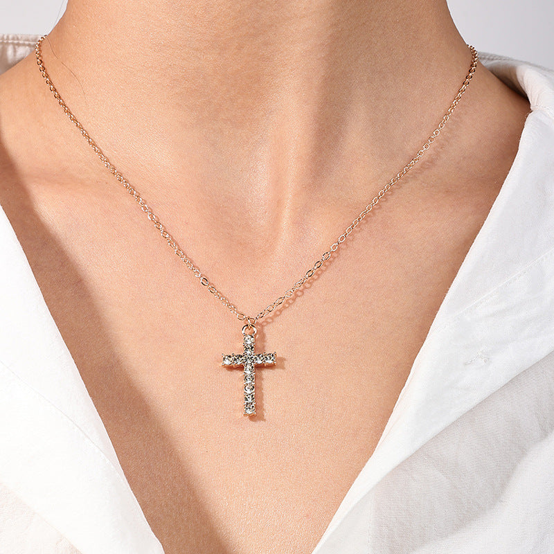 Cross Studded Hip-Hop Pendant Necklace for Women - Vienna Verve Collection