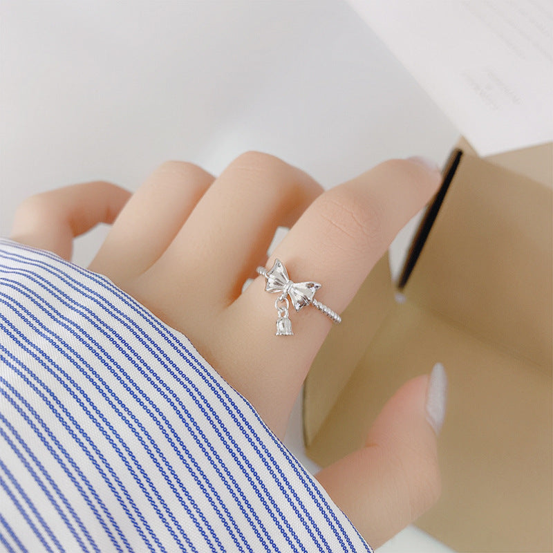 Planderful Sweet Bow Lily of the Valley Ring – Elegant Sterling Silver Fashion Accessory