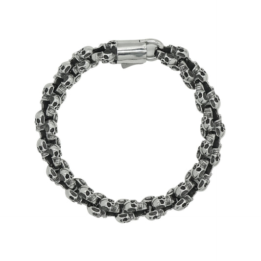 Planderful Skull Bracelet Titanium Steel Unisex Punk Protection Charm Statement Edgy Gift For Punk Fans