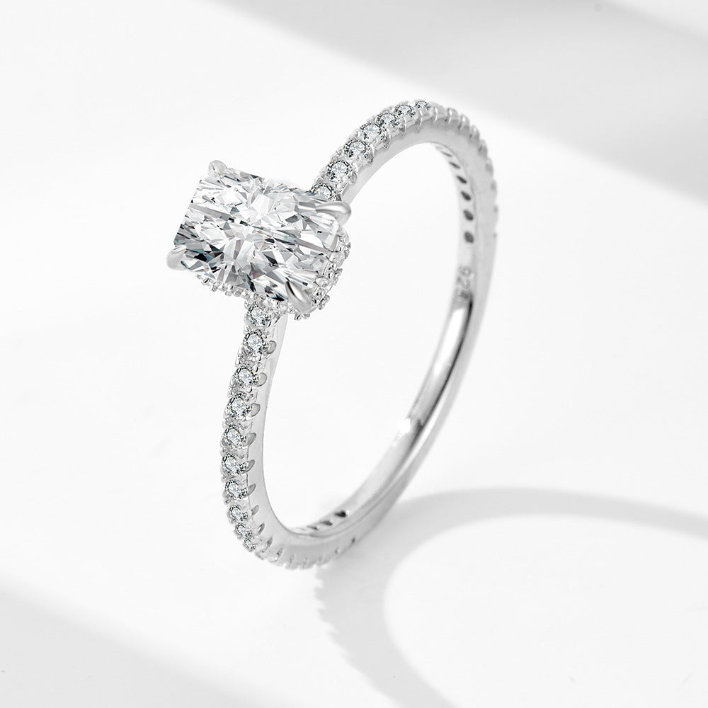 S925 Sterling Silver Classic Fashion Moissanite Ring Jewelry