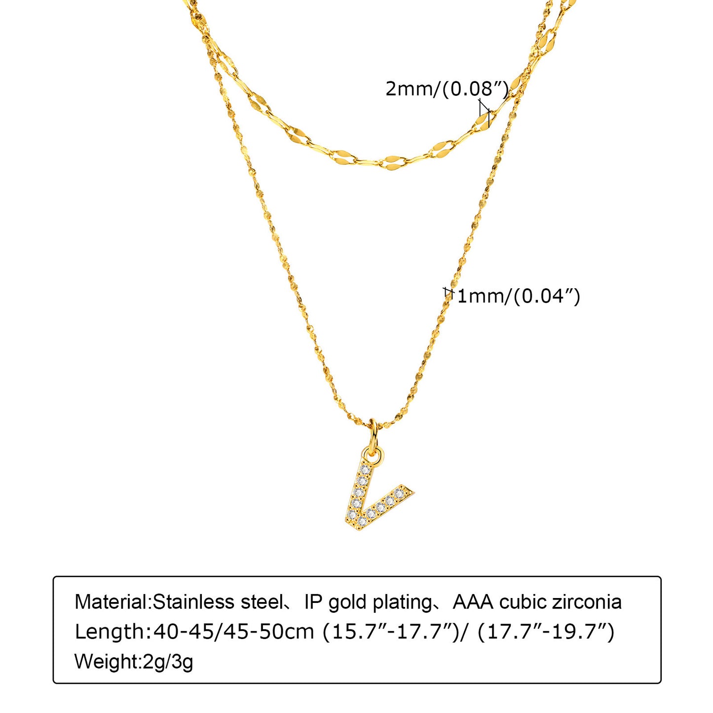 Stainless Steel 26-Letter Zircon Necklace Set for Summer Fashion
