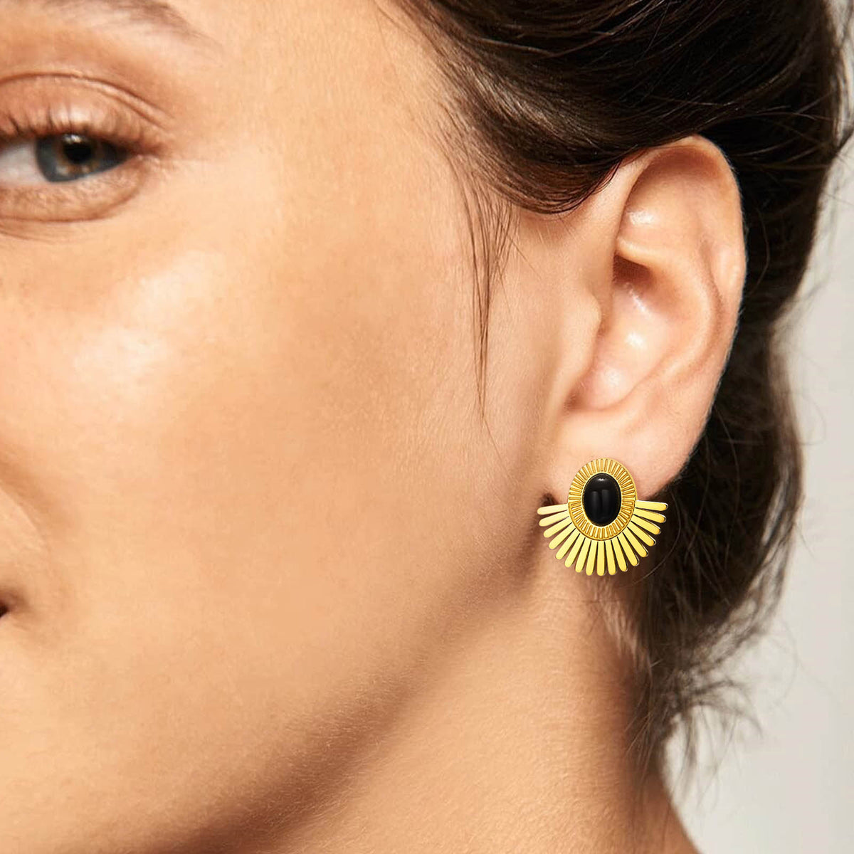 Stainless Steel Black Earrings