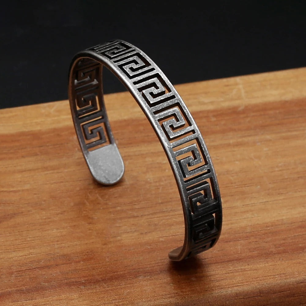 Engraving Texture Stainless Steel Men's Bracelet