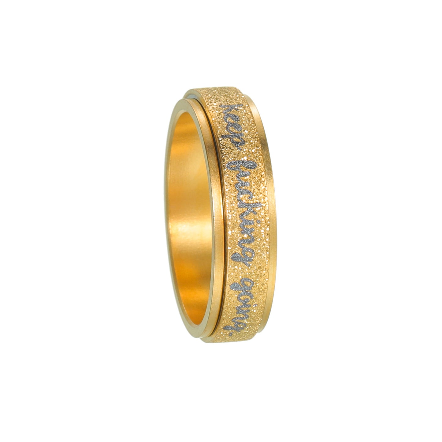 Planderful Collection Everyday Genie Rotatable Pearl Sand Titanium Steel Ring Unisex Durable For Men Women