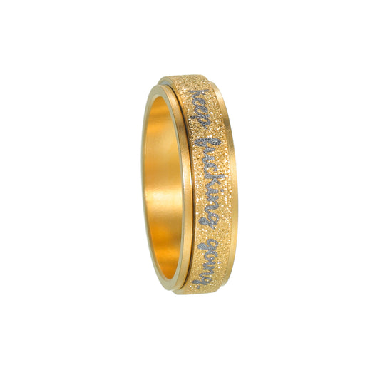 Planderful Collection Everyday Genie Rotatable Pearl Sand Titanium Steel Ring Unisex Durable For Men Women