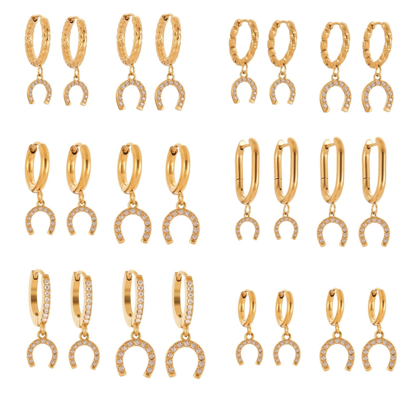 Planderful Zircon Horseshoe Earrings For Her Gold Plated