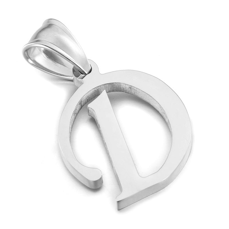 Men's And Women's Letter Pendants, Stainless Steel Glossy 26-Letter Titanium Steel Necklace