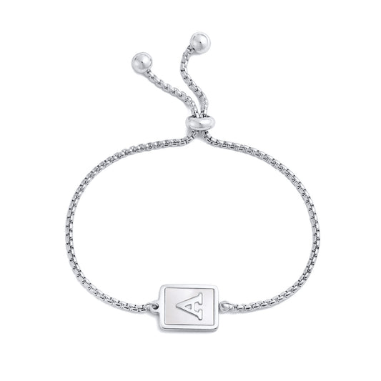 Stainless Steel Shell Letter Square Pearl Chain Ladies Bracelet